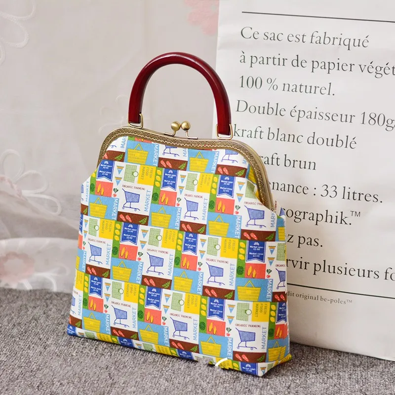 

Cartoon Green Vintage Large Capacity Bags Women Designer Casual Totes Handbags Fashion Animal Prints Big Bucket Bag Female