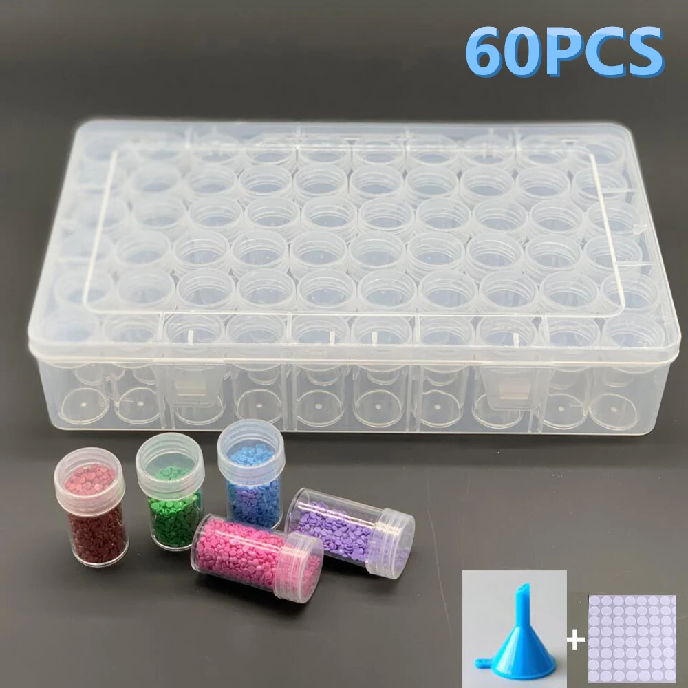 

38/60/64/80 Bottle Transparent Container Box Diamond Painting Accessories Diamond Embroidery Bead Storage Box Wholesale Tools Da