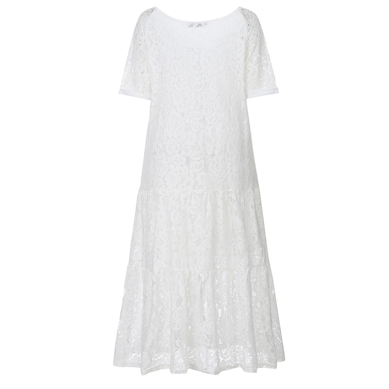 

YAYEYOU 2020 Summer long dress women's Bohemian style show thin lace dress loose V-neck casual literary style large dress