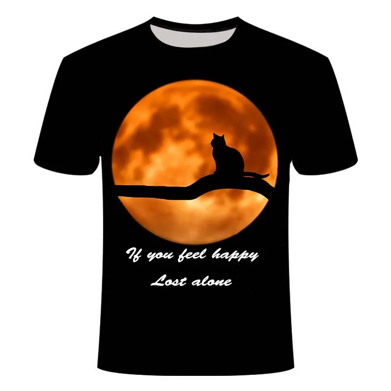 

2020 summer new men and women t-shirt 3D printing cute cat casual Harajuku style t-shirt