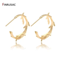 fashion trendy 14k gold plated willow leaves post earrings for women jewelry fashion statement earrings accessories hot sale