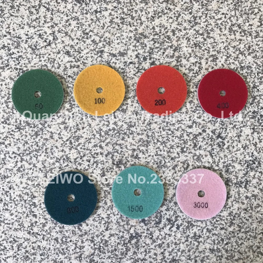 Алмазные полировальные прокладки 4 дюйма три цвета секторы для полировки гранита