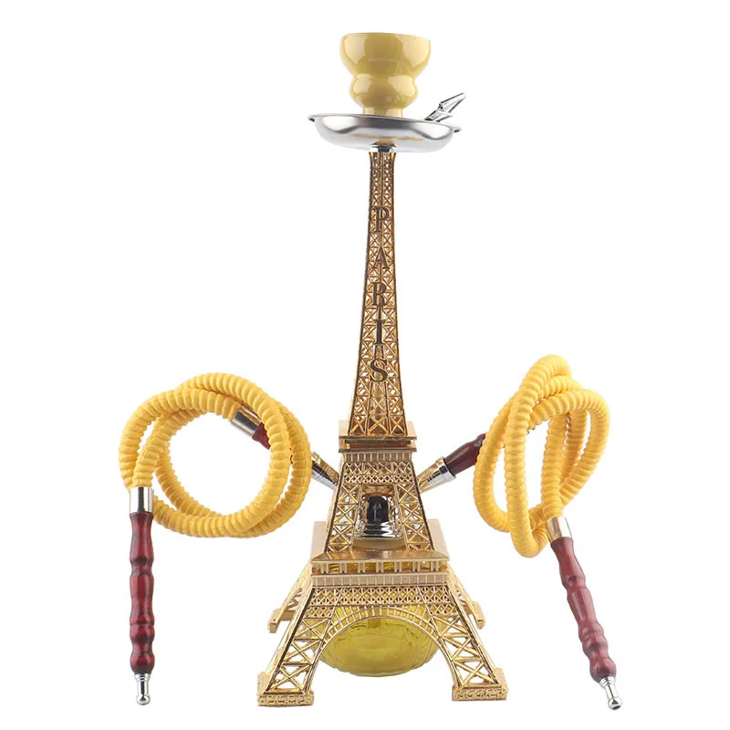 

Ins Hot Eiffel-tower Shaped Hookah Set Exquisite Metal Shisha Complete With 2 Tube Bowl Charcoal Tongs Narguile Accessories