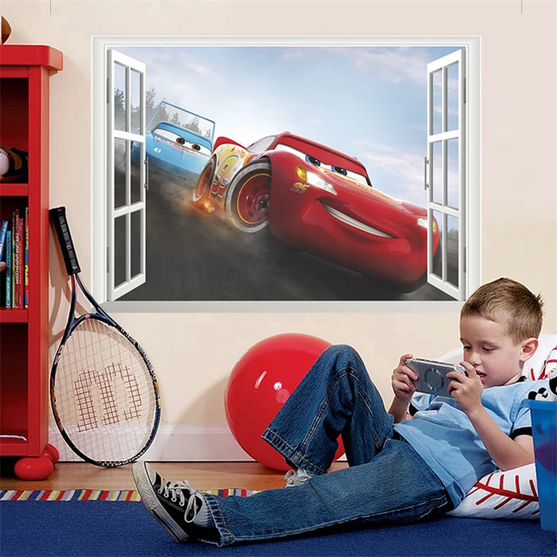 

3D Disney Cars Window Wall Stickers Home Decor Living Room Cartoon Lightning Mcqueen Wall Decals Pvc Mural Art Diy Posters