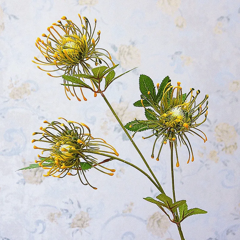 Белые Искусственные цветы Leucospermum длинные искусственные ветки пластиковые для
