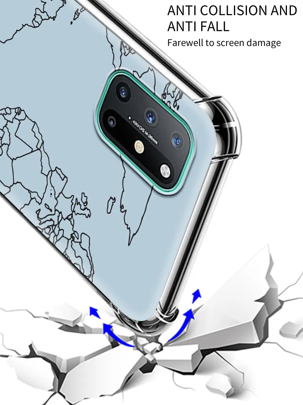 

World map travel For OnePlus 8 Nord Phone Case on Shockproof For OnePlus Nord 8 8T 7 7T Z Pro 5G Airbag Soft Back Cover