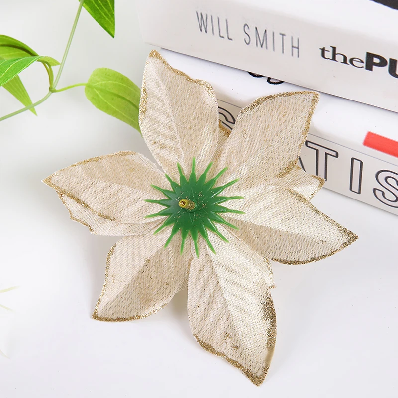 50 шт. рождественские блестящие Искусственные цветы Poinsettia украшения для дома и