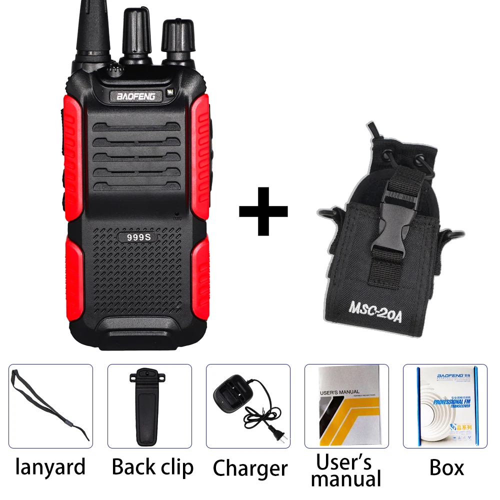 With bag Baofeng BF-999S Plus Walkie Talkie 5 Вт 1800 мАч портативный CB Ham радио 10 км двухстороннее радио FM трансивер обновление BF-888s домофон - Цвет: With bag