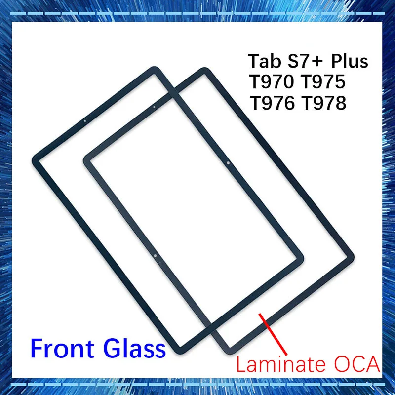 New For Samsung Galaxy Tab S7+ Plus T975 T976 T970 Front Glass (No Touch Digitizer) LCD Display Screen Outer Panel Replacement