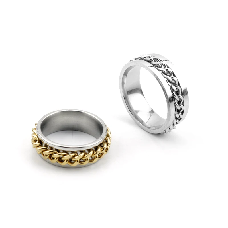 Красочные цепи Spinner кольцо для Мужская обувь 3 цветов в наличии стиле хип-хоп панк