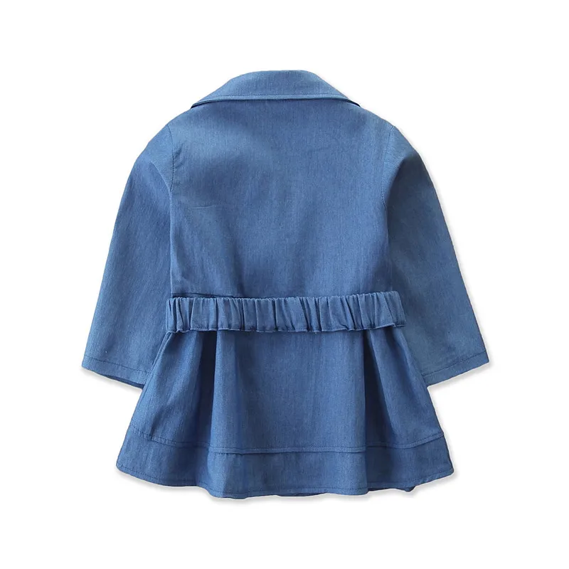 Детская куртка пальто Осеннее детское мягкое джинсовое на пуговицах с длинными