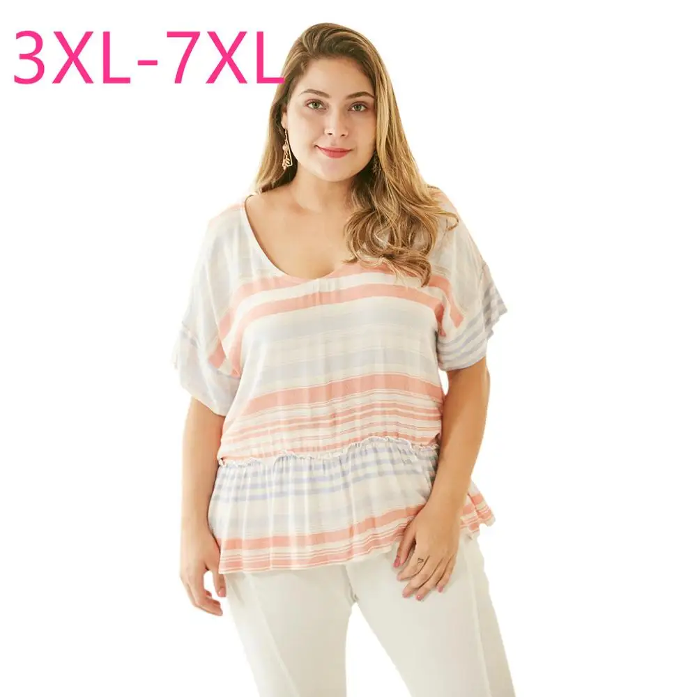 Женские топы большого размера плюс с коротким рукавом свободная повседневная