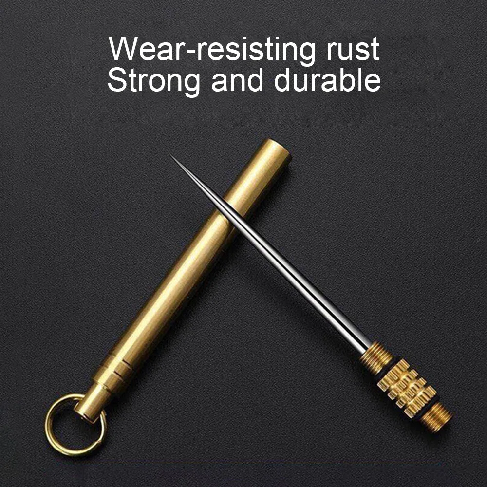 

Titanium Toothpick Keychain Portable Brass Integrated Toothpicks Creative Portable Fruit Pick Toothpicks Rotatable Connection