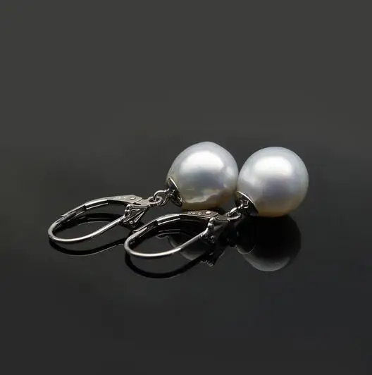 Free Shipping 10-11mm White Real South Sea Pearl Drop Earrings Dangle 14K Gold | Украшения и аксессуары