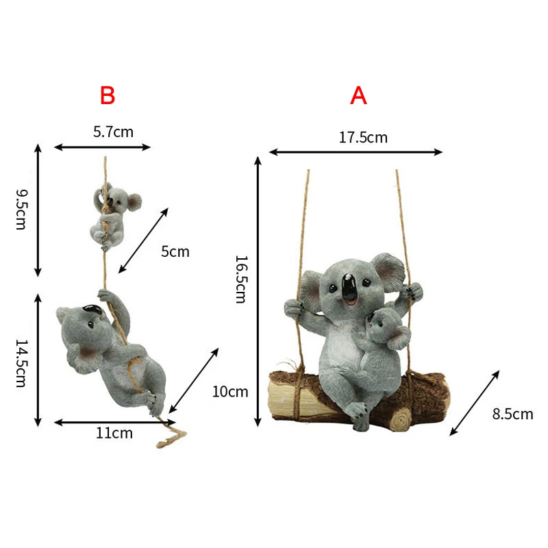 

Подвесная смола, милая Коала, качающаяся, садовая статуэтка, статуэтка для патио, двора, украшения сада