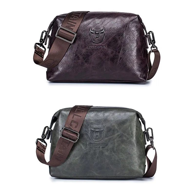 

Bullcaptain Leather Men's Shoulder Bag Casual Fashion Messenger Bags Man Large-Capacity Independent Card Slots Bag