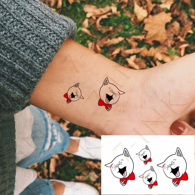 Временные тату наклейки в воде красочные леопардовые Коты милые эмоции боди арт