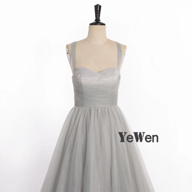 Светлые светильник ряные трапециевидные Длинные вечерние платья YeWen с бантом