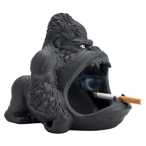 Ceramic Cartoon Animal Ashtray Orangutan Anti-ash Car Large Capacity Ashtray Living Room Office Decoration Gift for Boyfriend
