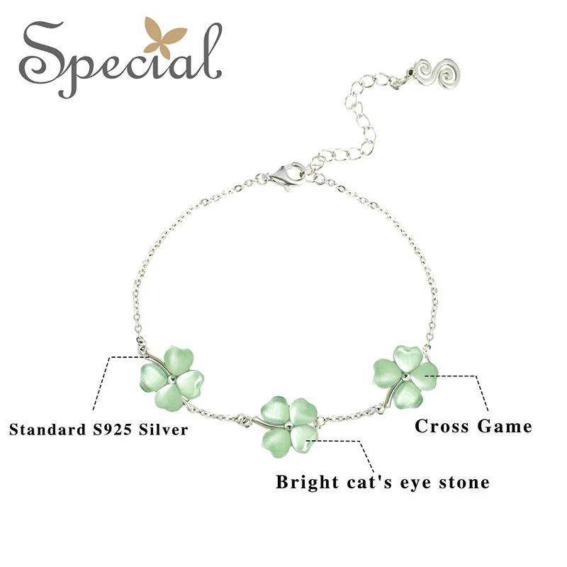 Специальные модные браслеты с клевером из стерлингового серебра 925 пробы