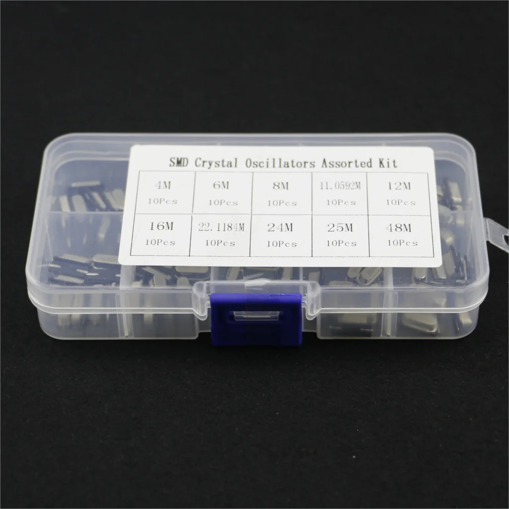 

10Values HC-49S Quartz Resonator SMD Crystal Oscillator Kit 4MHz 6MHz 8MHz 12MHz 16MHz 24MHz 25MHz 48MHz 2Pin diy electronic set