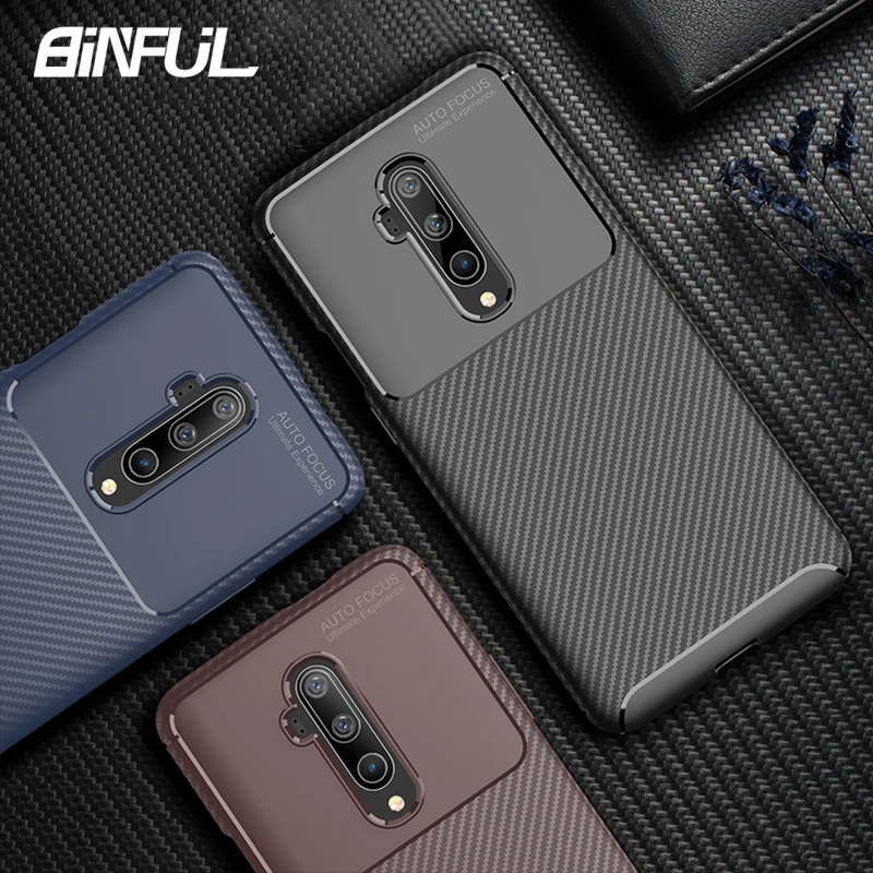 Чехол для Oneplus 7T Pro противоударный мягкий силиконовый чехол из углеродного