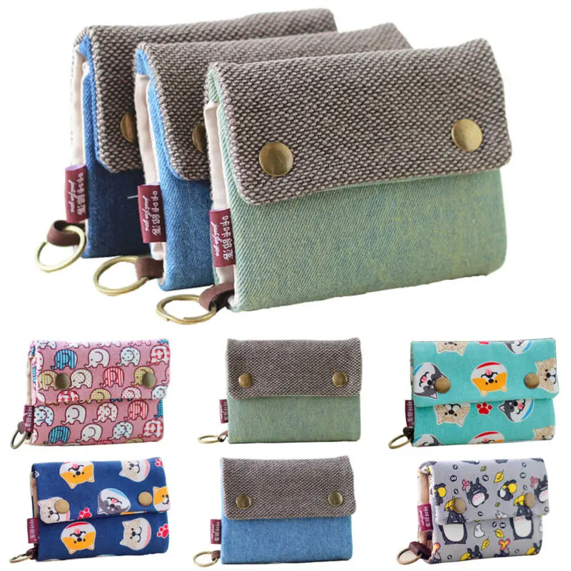 Новинка 2020 креативный женский короткий маленький кошелек холщовый складной