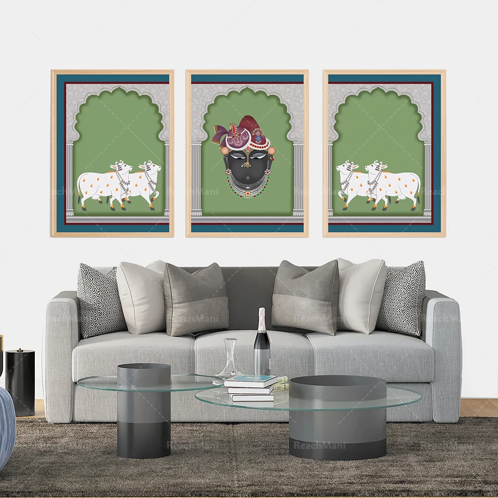 

Krishna art prints, Indian folk murals, Nathji, Nathdwara, Kanha, Krsna, Pichwai, wall art modern and fashionable decorative pos