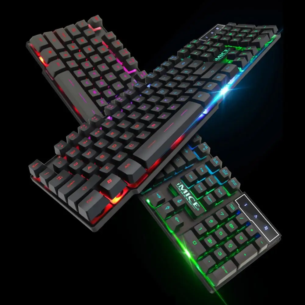 

New Glowing Keyboard Mouse Set Backlit Multi Colors ABS Waterproof USB Wired Gaming Keyboard Mouse For Notebook Desktop Laptop