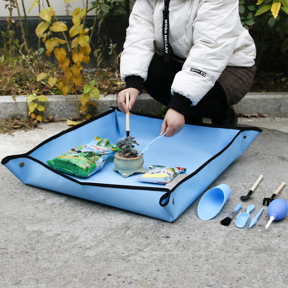 

Planting Mat PE Gardening Potting Mat Waterproof Reusable Flower Gardening Mats Transplanting Foldable Cushion Pad 50*50cm