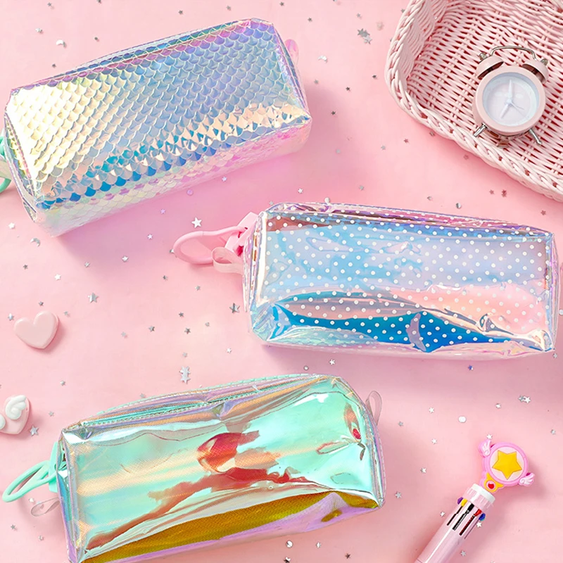 Блестящий пенал канцелярские принадлежности милый модный стильный Офис школа