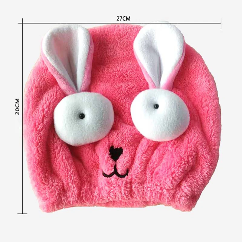 Милое полотенце для волос мультяшная сухая шапка из кроличьего меха