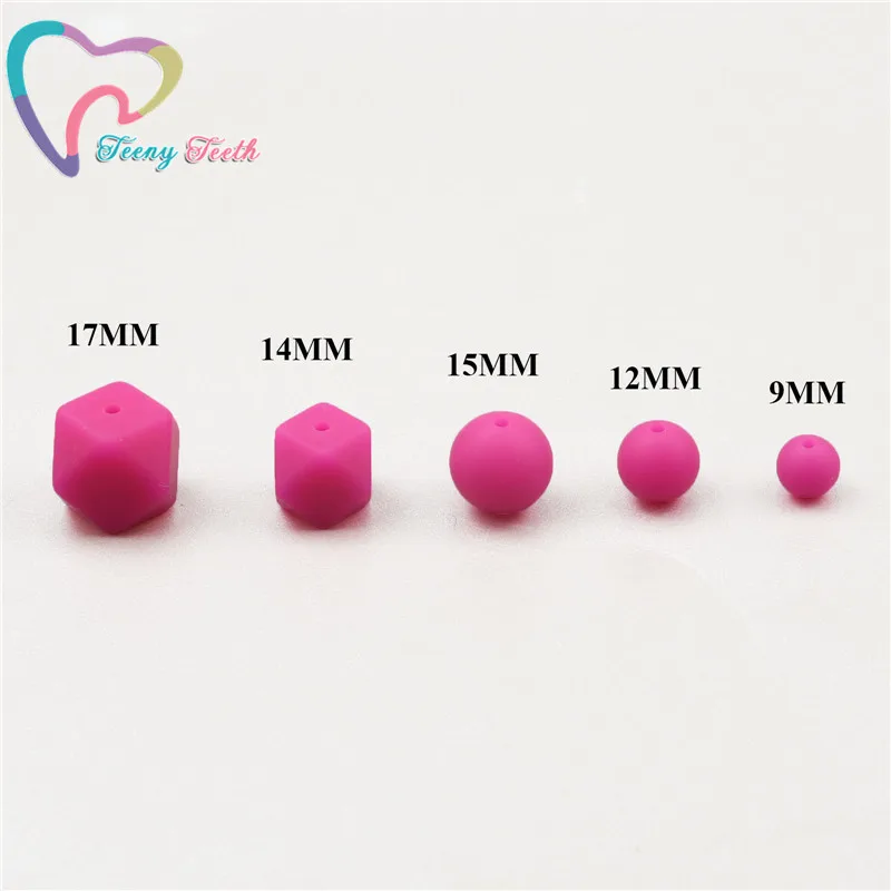 10 шт. Фуксия Круглые Силиконовые Бусины 9-15 мм Детские шарики перлы Прорезыватель