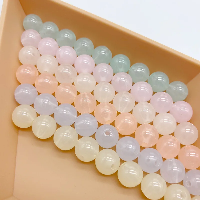 

50 шт./лот 10 мм легкие желейные цветные акриловые Круглые бусины для изготовления ювелирных изделий «сделай сам» браслет ожерелье сумки аксе...