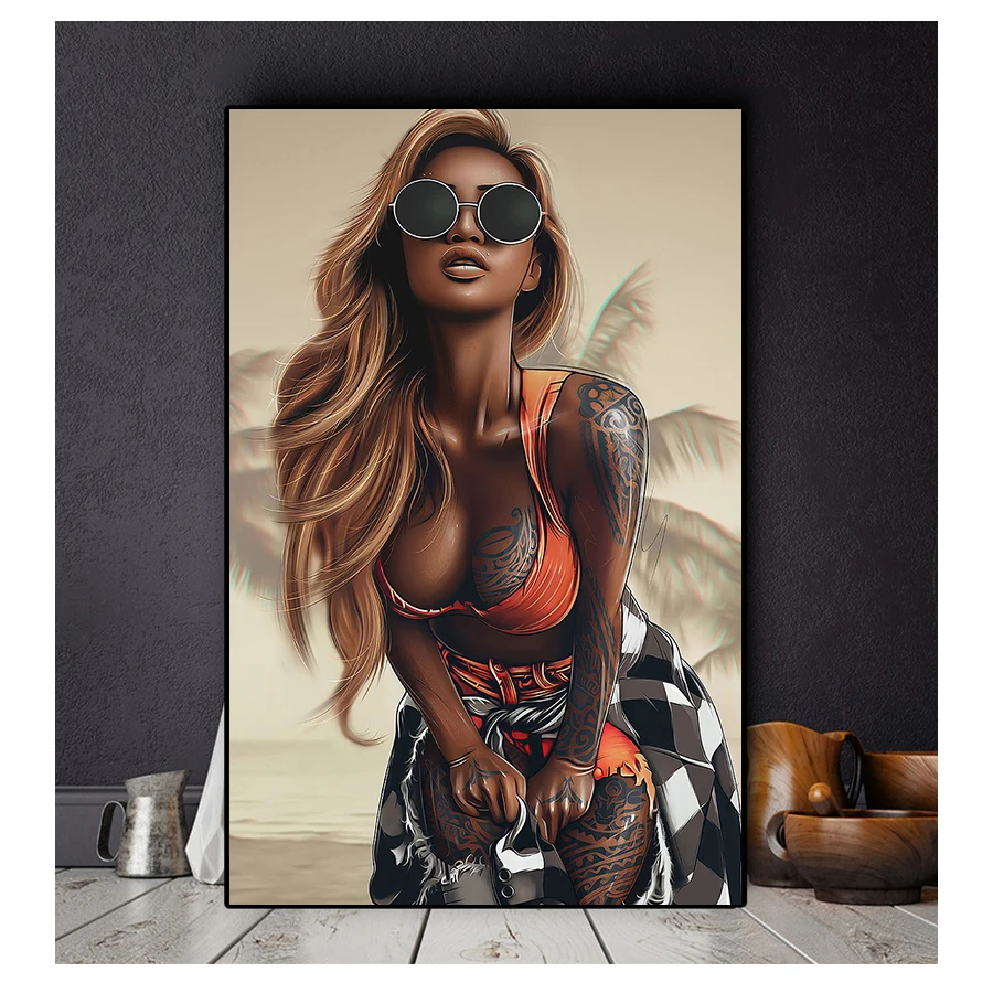 

Art Posters and Prints Graffiti Pop Art Girl's Canvas Paintings Street Art Pictures for Home Abstract Sexy Tattoo Woman Canvas