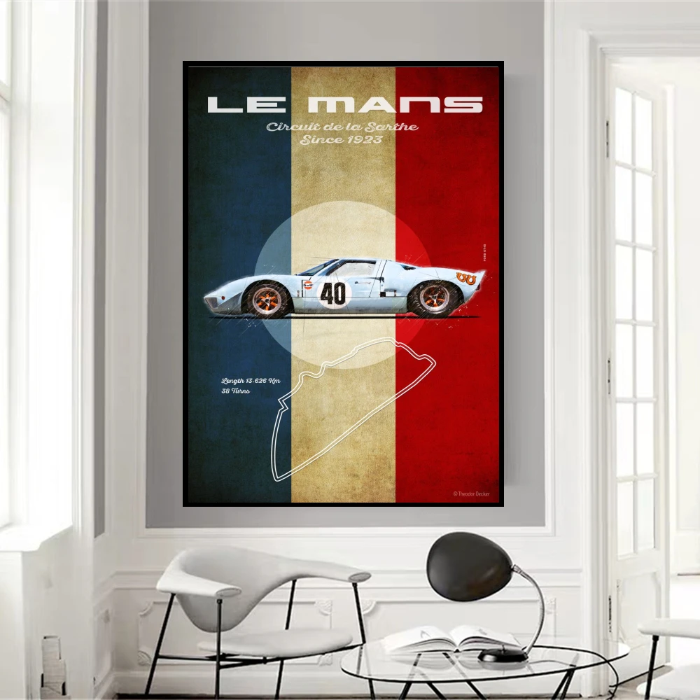 Ле Ман GT40 синий классический клевые автомобильные подушки спортивный автомобиль