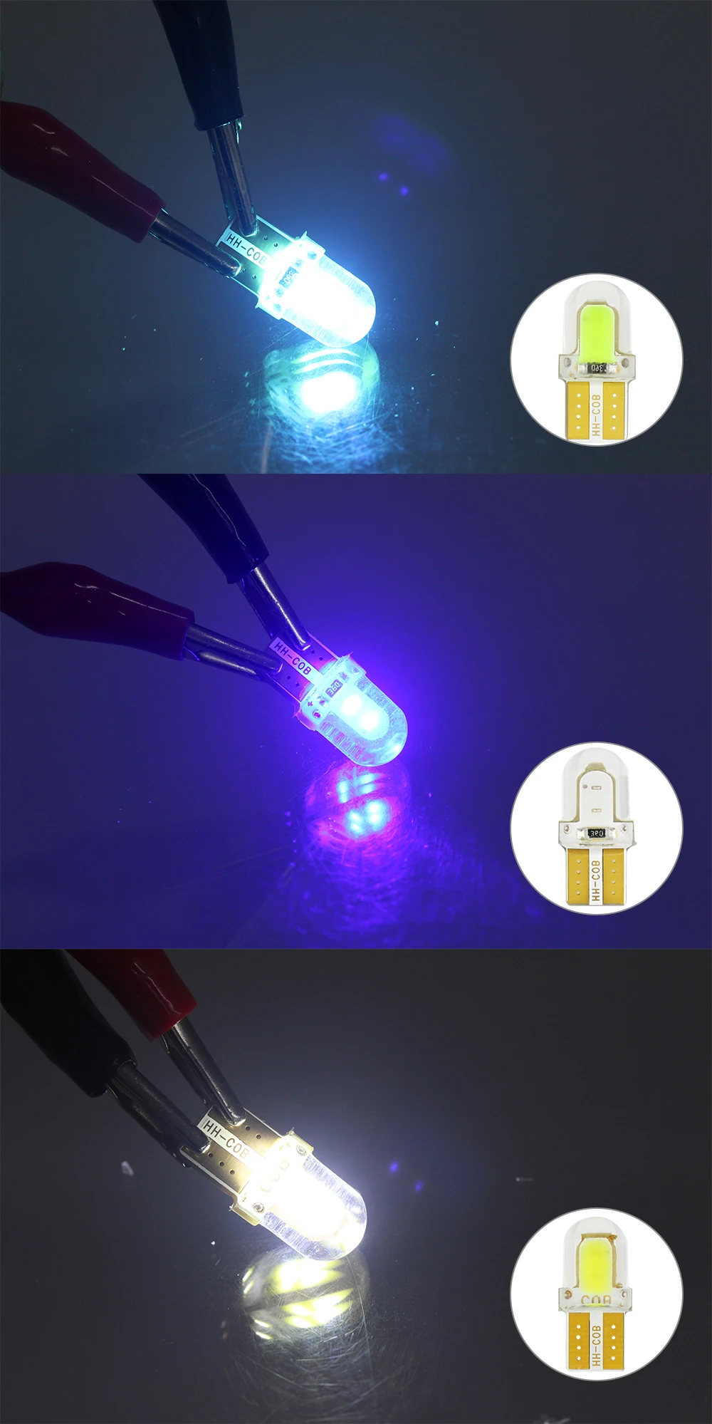 T10 COB ошибок T10 w5w led 194 с can-bus кремнезема Авто габаритный фонарь лампы 8SMD 12V 3W 180LM 6500k багажник автомобиля inteior огни
