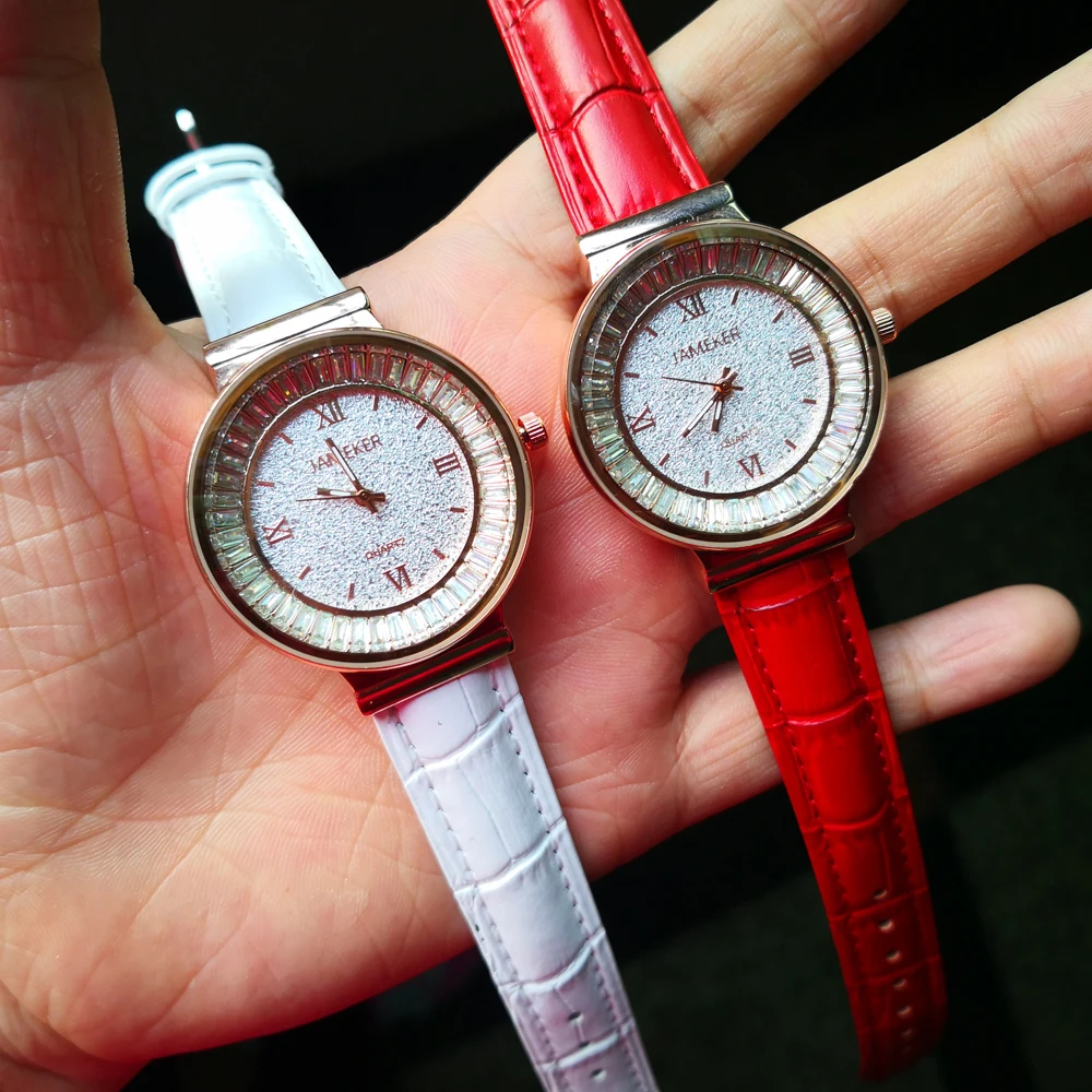 New JAMEKER 2020 Luxury Crystal Wristwatches Women Clock Ultra Thin Ladies Watch Elegant Dress Watches Wrist |