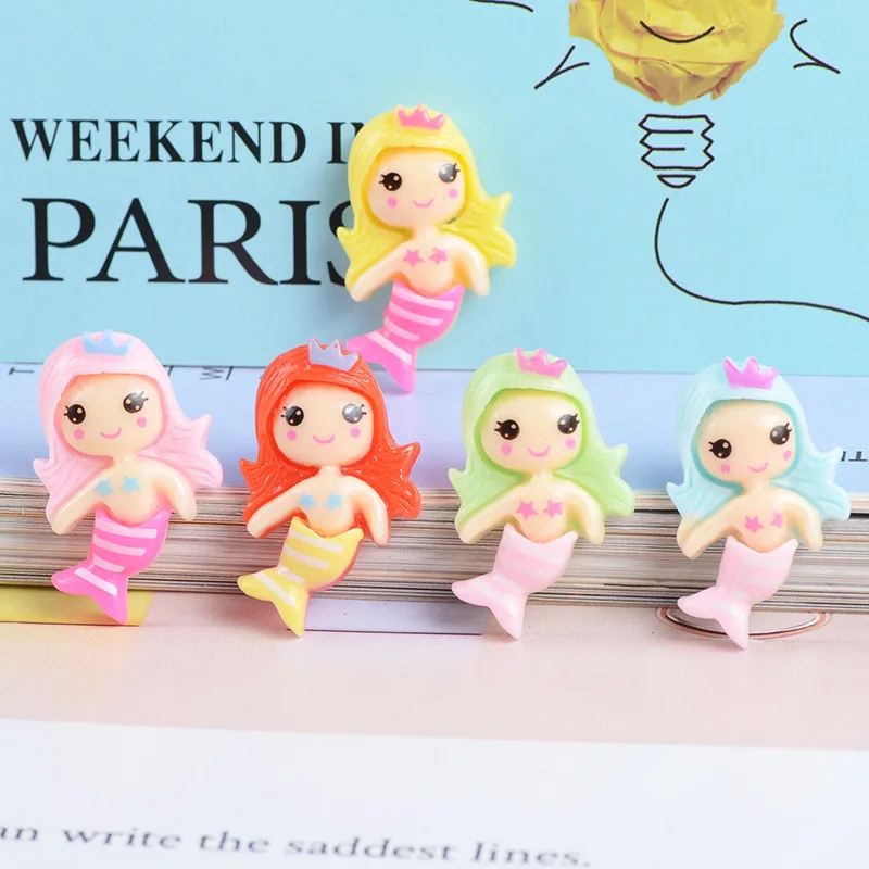 

10pcs Cute Princess Mermaid Girl Resin Charms Flatback For Earring Findings Floating Pendant DIY Hairpin Fashion Jewelry Making