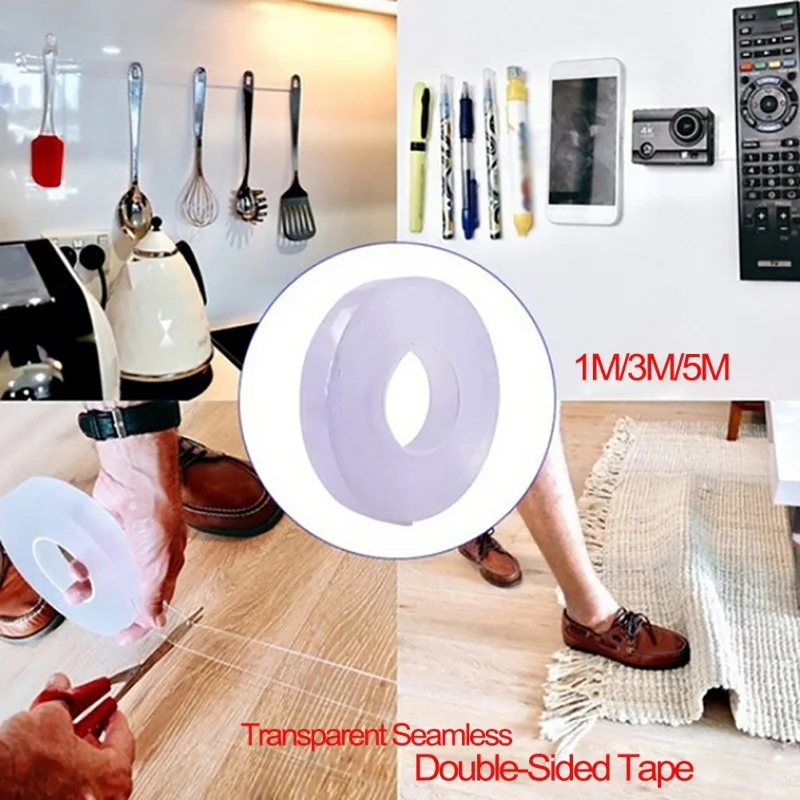 Многоразовая двухсторонняя прочная клейкая лента прозрачная для дома