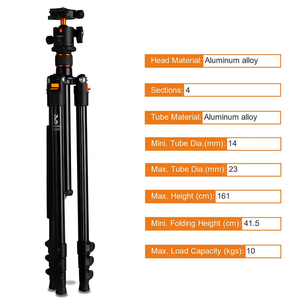 Регулируемый Камера штатив-Трипод стойка 4-секционный 63.4in/161 см 10 кг