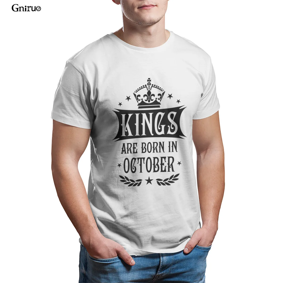

Wholesale 21 Kings are born in October King Happy Birthday Mens T-Shirt Gift Oversized HipHop 90s Mens Clothes 99586
