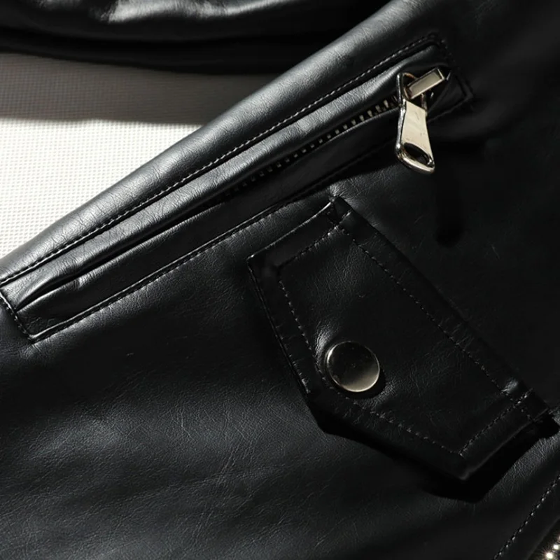 

New Spring Punk Leather Jacket Men Coats Zipper Loose Motorcycle Leather Jacket Men Casual Brand Clothing Biker Jacket