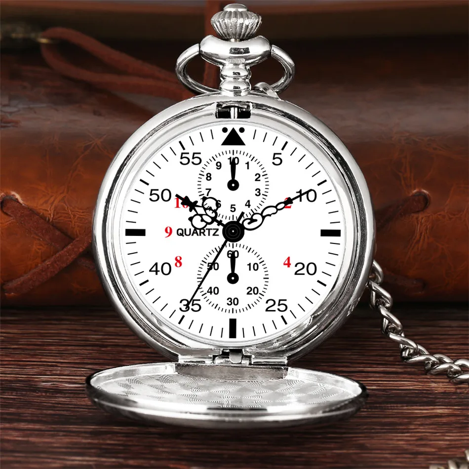 Relógios de Bolso com Corrente  Relógio de Bolso com Capa Preta Prata para Polimento Relógio de Quartzo Mostrador Redondo Requintado Pingente Presentes para Homens e Mulheres