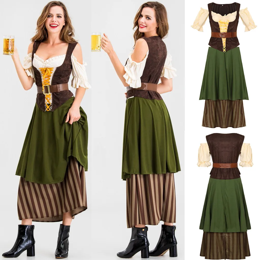 

Женское баварское платье, традиционное пивное платье для девушек в стиле Октоберфест, костюм горничной