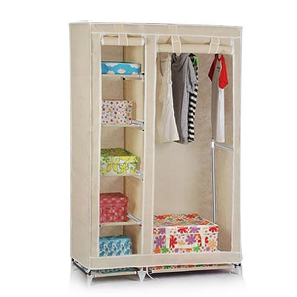 Foldable Double Canvas Wardrobe Clothes Rail Hanging Storage Cupboard Shelves | Мебель