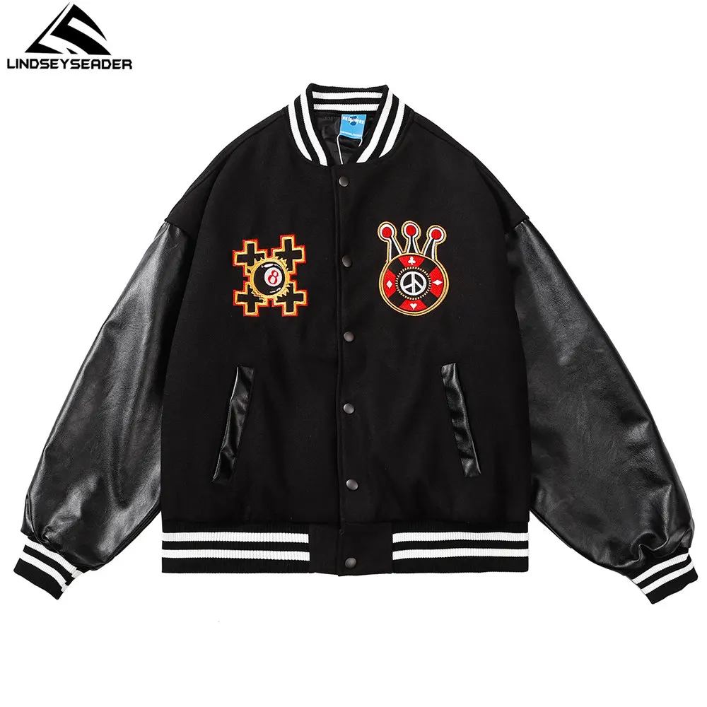 

Мужская бейсбольная куртка, однобортная хлопковая куртка с вышивкой и надписью, уличная одежда в стиле Харадзюку, хип-хоп