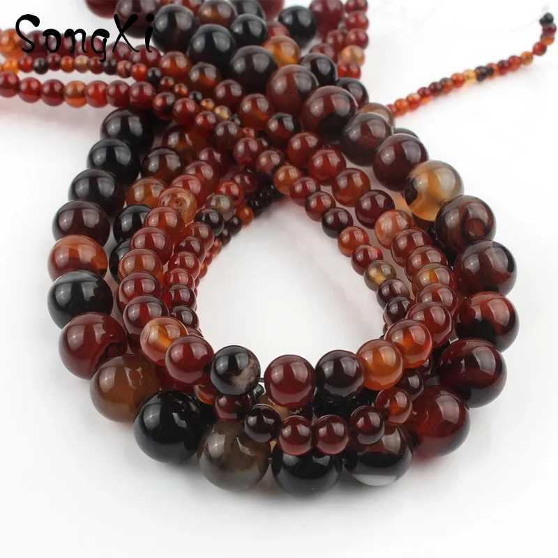 Гладкие Круглые Бусины Агаты с натуральным камнем кофейным драконом и