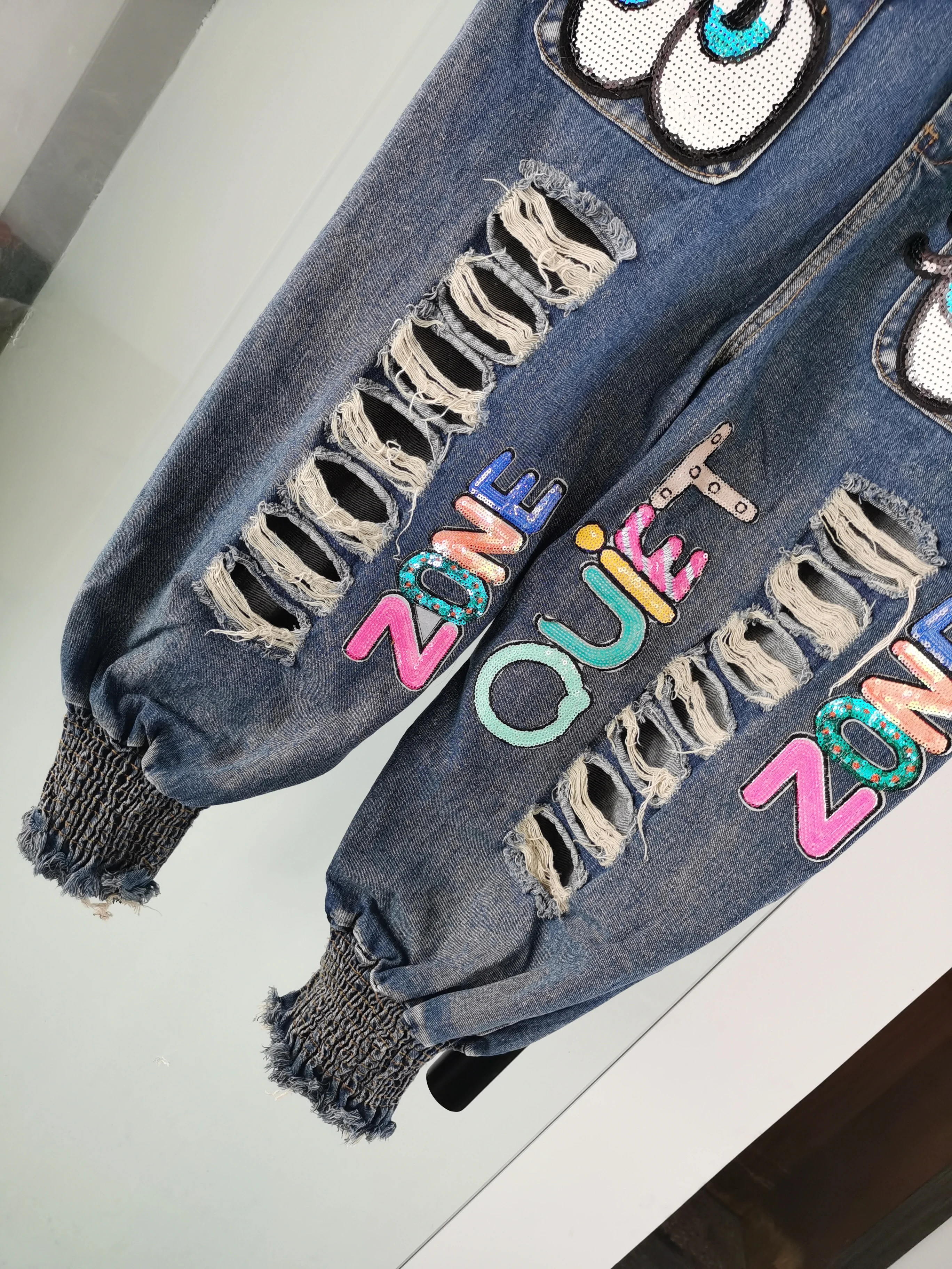 Женские джинсовые комбинезоны модные Слюнявчики с блестками и надписями