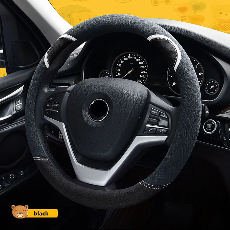 Льняная Крышка для руля cubierta volante крышка авто симпатичная ручка чехол женщин 38 см